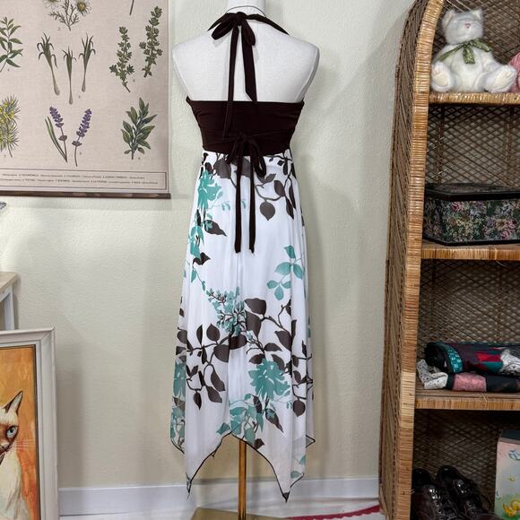 Y2k Asymmetric Tie Back Babydoll Halter Dress Fairy Whimsy Coquette Dolly S - Picture 2 of 8